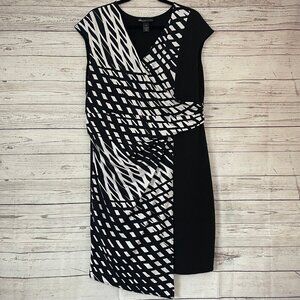 Lane Bryant Black/White Wrap Inspired Dress Size 14/16